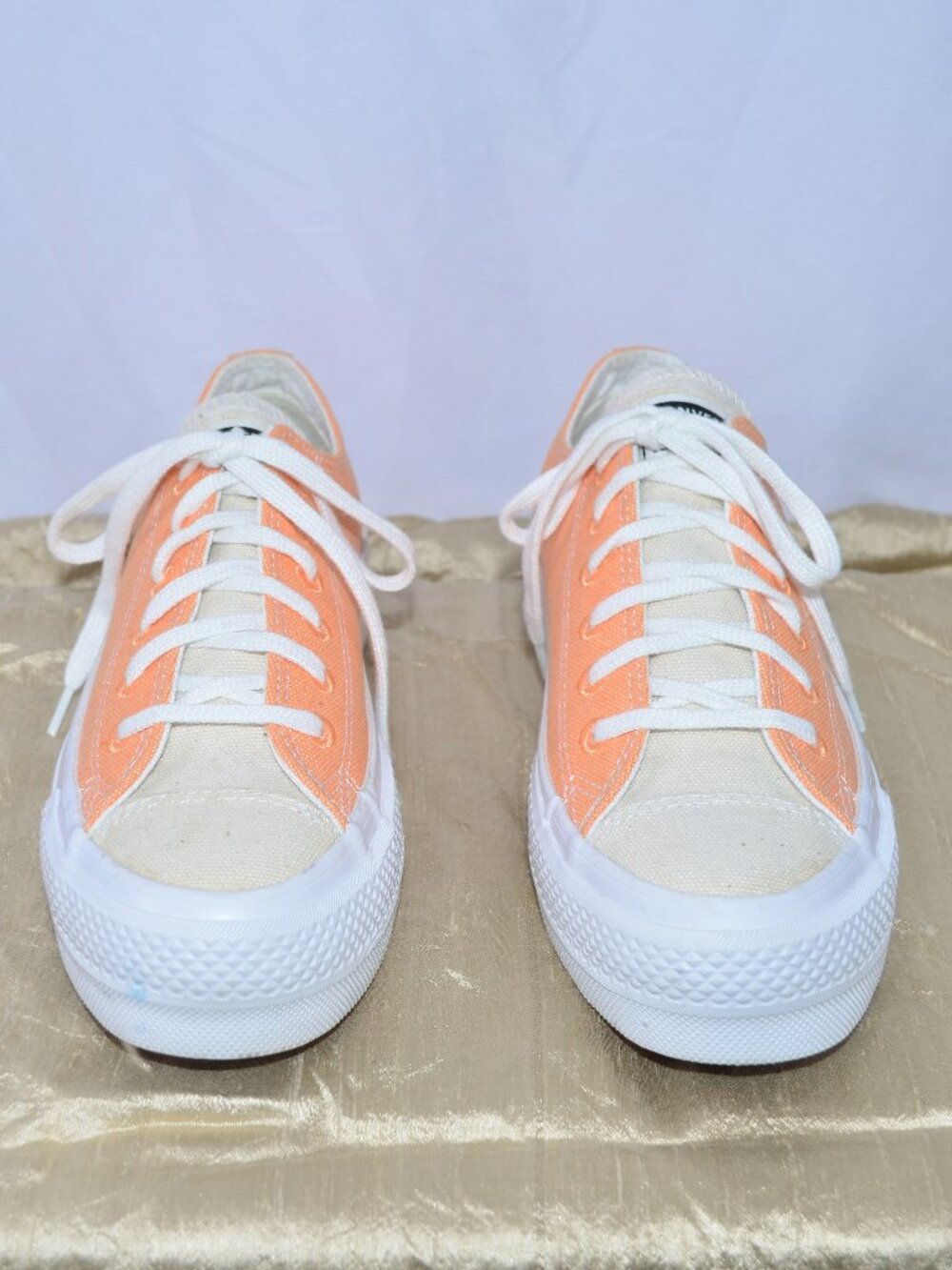 Converse Lift Cotton Chuck Taylor All Star Platform Sneakers Orange/White Size 6